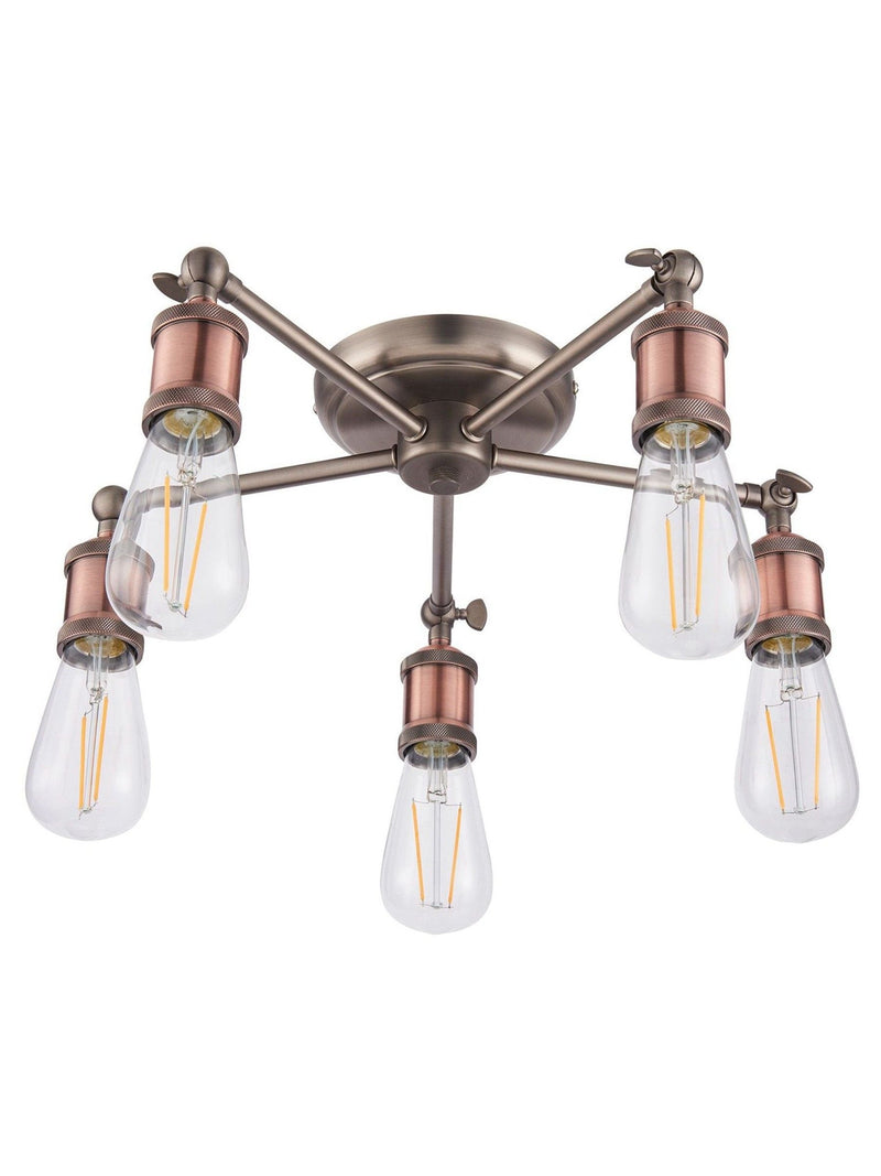 Gallery Home Hamilton flush ceiling light aged copper pewter, UK version
