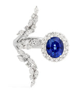 Harrods Yeprem White Gold Diamond and Blue Sapphire Reign Supreme Ring- Buy online at McGrocer