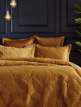Paoletti Gold Quilted Velvet Duvet Cover and Pillowcase Set