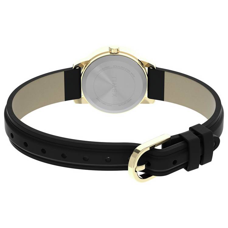 Timex ladies black leather strap watch - British product