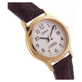 Lorus ladies brown leather strap watch white dial gold case (British brand)