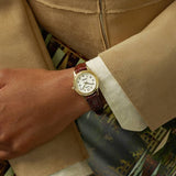 Lorus ladies brown leather strap watch white dial gold case (British brand)