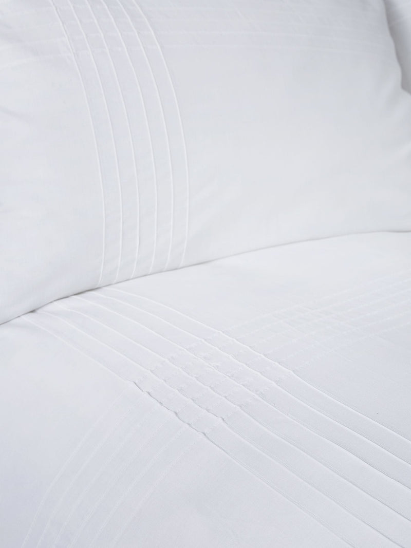 Serene white Amalfi pin tuck duvet cover and pillowcase set (British brand)