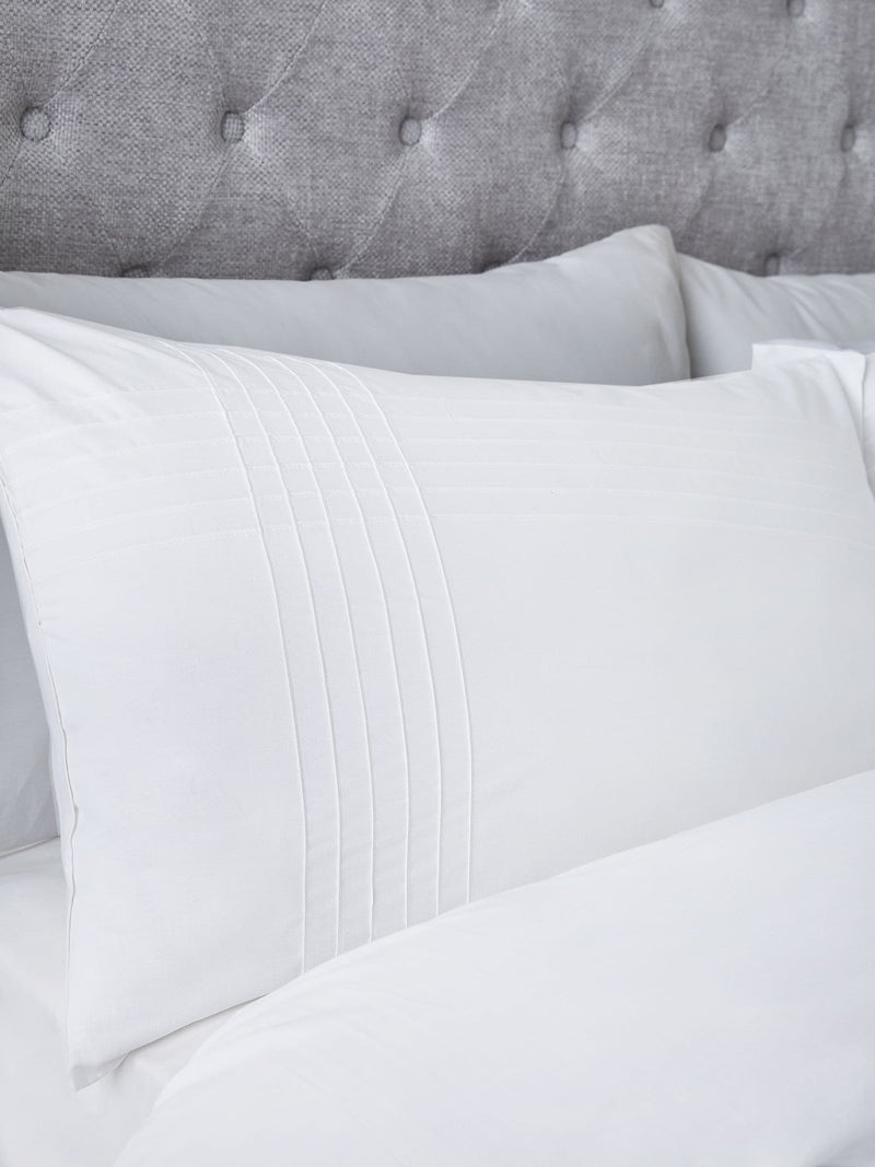 Serene White Amalfi Pin Tuck Duvet Cover and Pillowcase Set