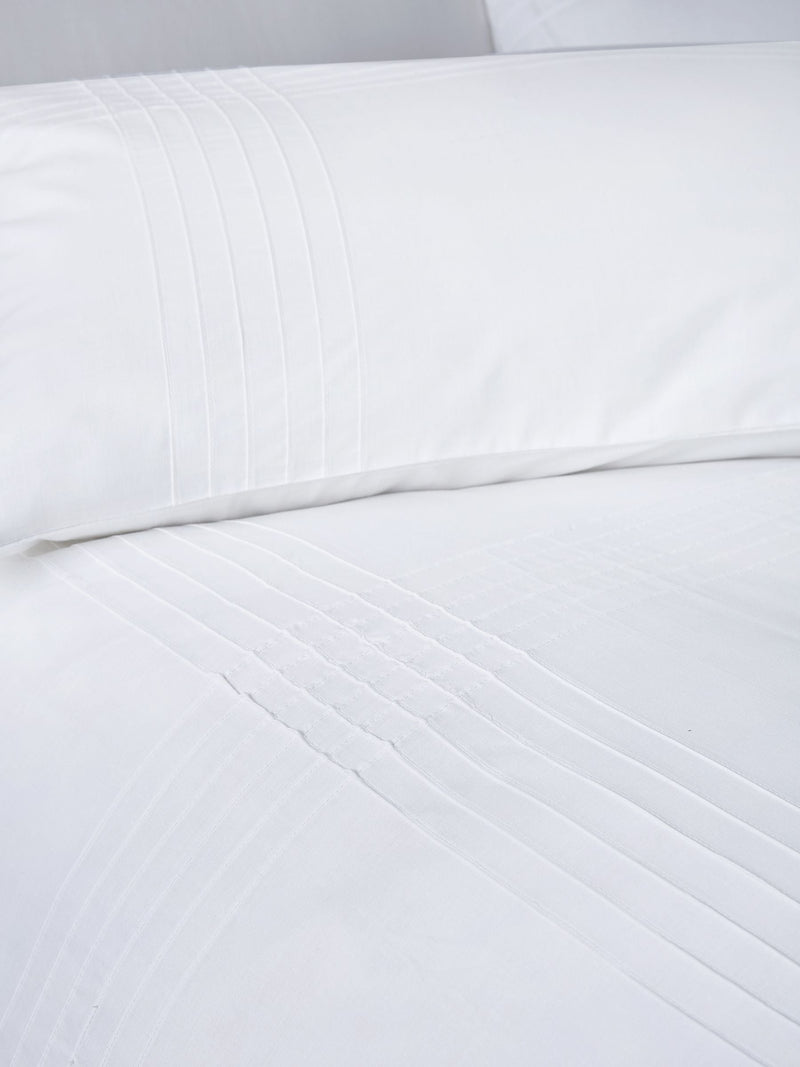 Serene White Amalfi Pin Tuck Duvet Cover and Pillowcase Set