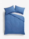 Blue polycotton plain duvet cover and pillowcase set - British product