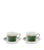 GINORI 1735 Il Viaggio di Nettuno porcelain teacup and saucer set of 2, UK version
