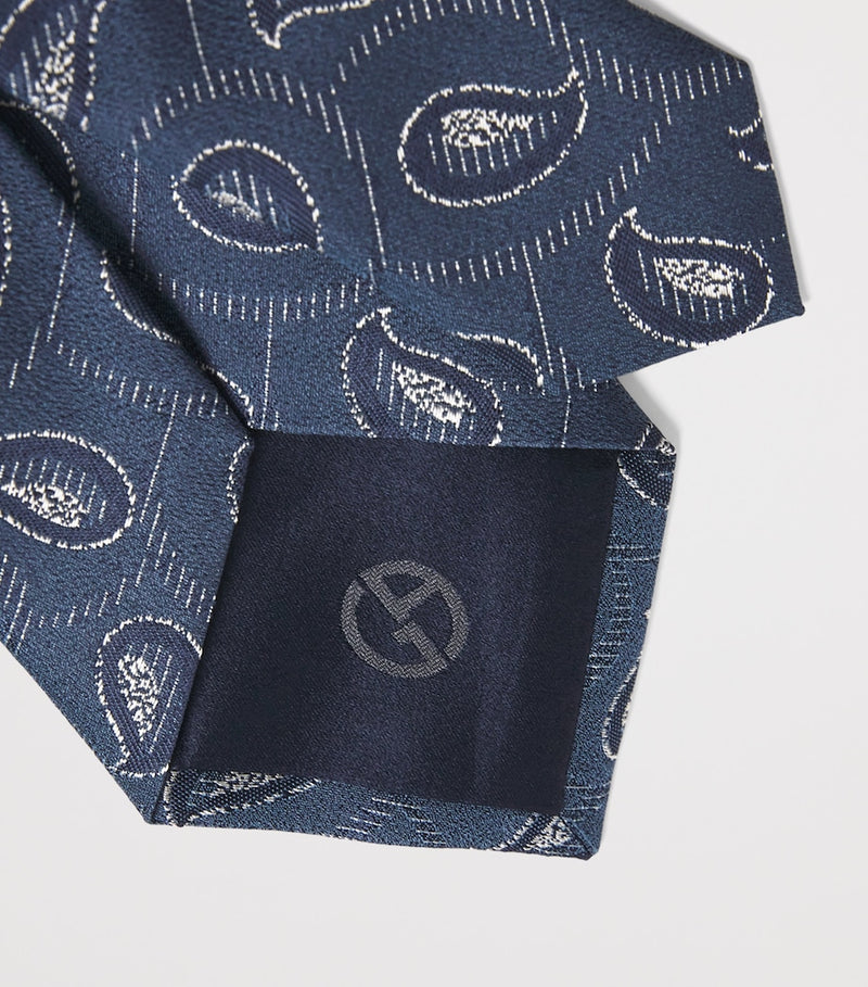 Giorgio Armani silk paisley jacquard tie 8cm width (British brand)