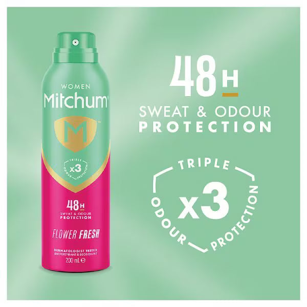 Mitchum Flower Fresh anti-perspirant deodorant spray 200ml, imported from the UK