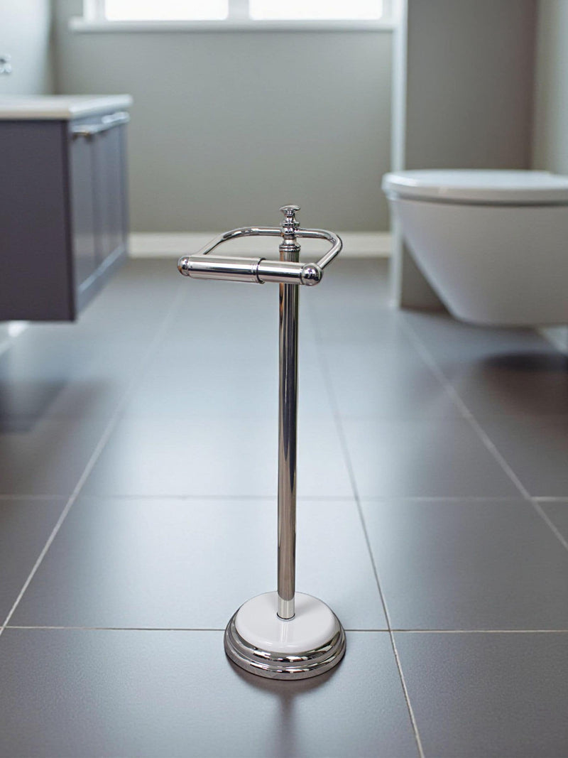 Showerdrape White Opera freestanding toilet roll holder (British brand)