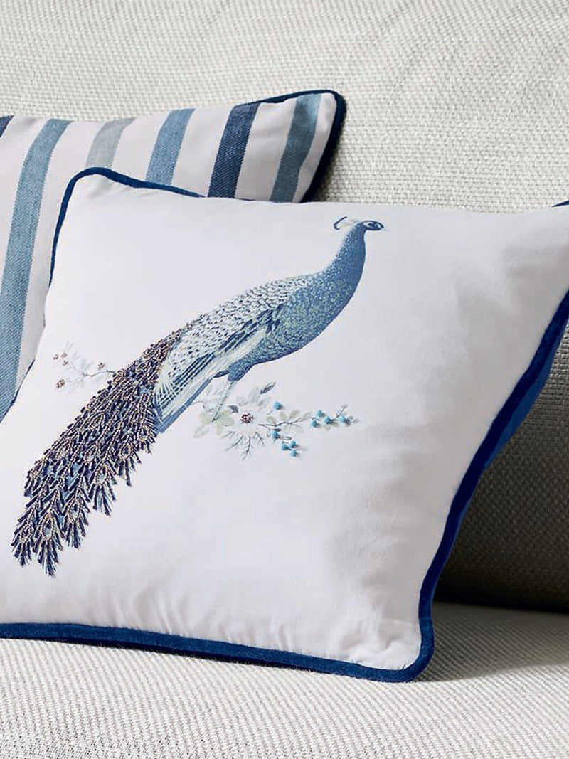 Laura Ashley blue peacock cushion square, UK version