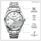 Sekonda men's stainless steel watch with silver dial, imported from the UK