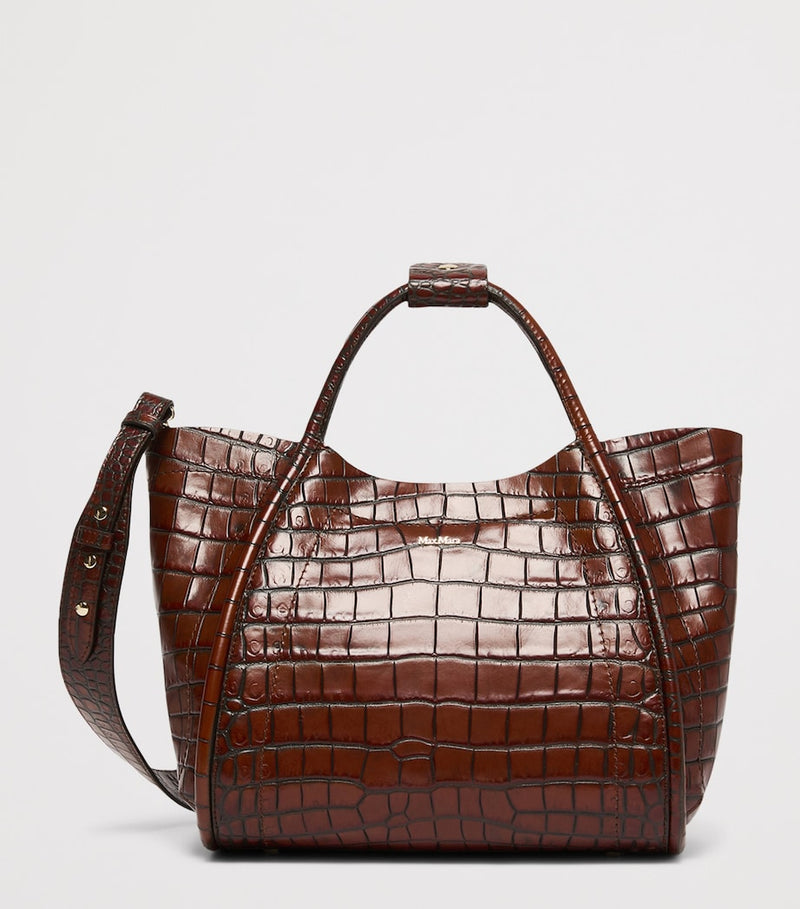 Max Mara small croc-embossed leather Marine top-handle bag (British brand)
