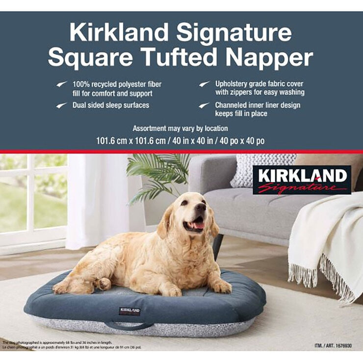 Kirkland Signature square plush tufted napper pet bed 40 inch, UK version