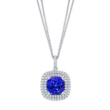Pendentif tanzanite diamant or blanc 18ct chaîne 18 pouces (marque britannique)