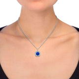 Pendentif tanzanite diamant or blanc 18ct chaîne 18 pouces (marque britannique)