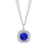 Costco UK Cushion Cut Tanzanite and 0.33ctw Diamond Pendant, 18ct White Gold- Buy online at McGrocer