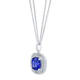Pendentif tanzanite diamant or blanc 18ct chaîne 18 pouces (marque britannique)