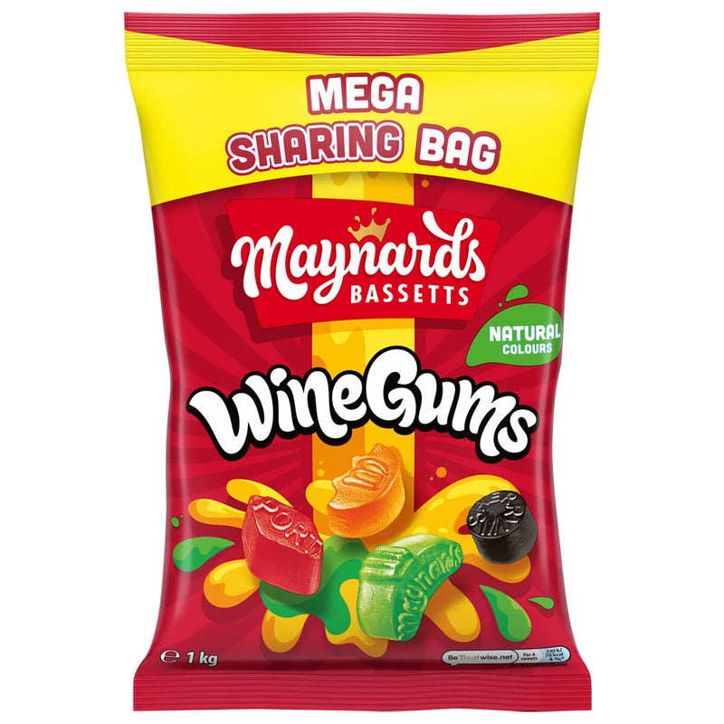 Maynards Wine Gums gummy sweets 1kg, imported from the UK