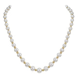 Costco UK Cultured Freshwater Pearl and Gold Bead Graduated Necklace, 5-9mm Pearls, 14ct Yellow Gold- Buy online at McGrocer
