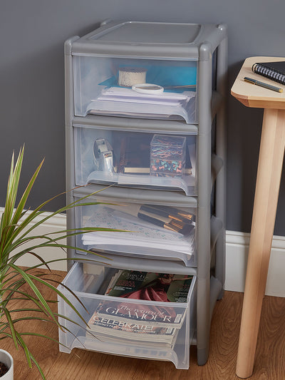 Next Wham Grey Deep 4 Drawer Storage Tower- Buy online at McGrocer