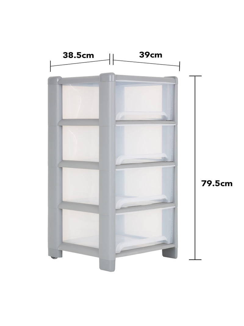 Wham grey 4-drawer storage tower, imported from the UK