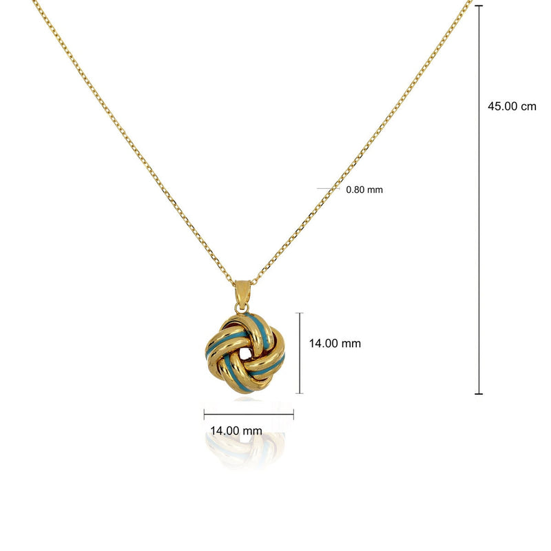 Costco gold enamel love knot necklace, imported from the UK