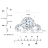 Diamond halo ring round brilliant cut 2ctw 14ct white gold, imported from the UK