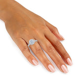 Diamond halo ring round brilliant cut 2ctw 14ct white gold, imported from the UK