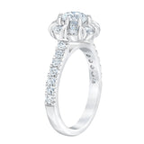 Diamond halo ring round brilliant cut 2ctw 14ct white gold, imported from the UK