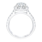 Diamond halo ring round brilliant cut 2ctw 14ct white gold, imported from the UK