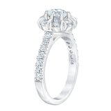 Diamond halo ring round brilliant cut 2ctw 14ct white gold, imported from the UK