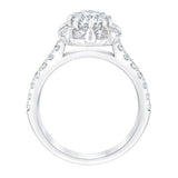 Diamond halo ring round brilliant cut 2ctw 14ct white gold, imported from the UK