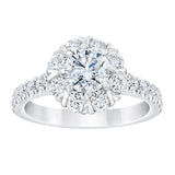 Diamond halo ring round brilliant cut 2ctw 14ct white gold, imported from the UK