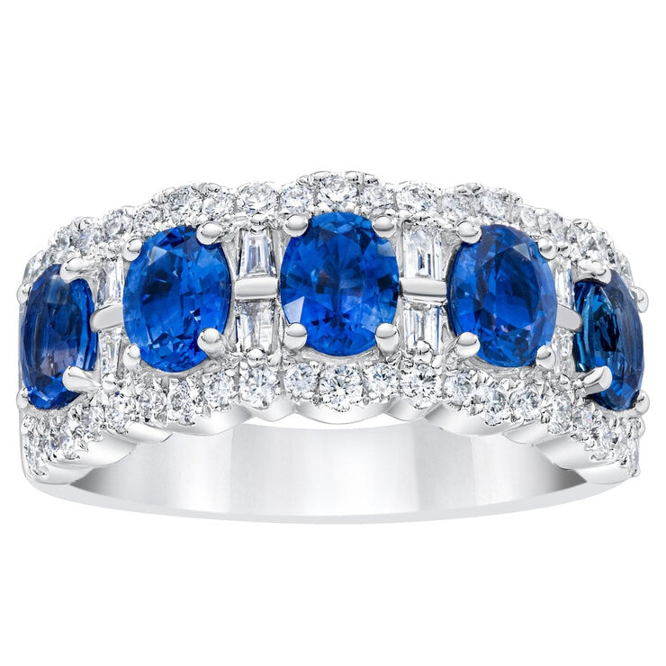 Costco oval sapphire diamond ring 14ct white gold, imported from the UK