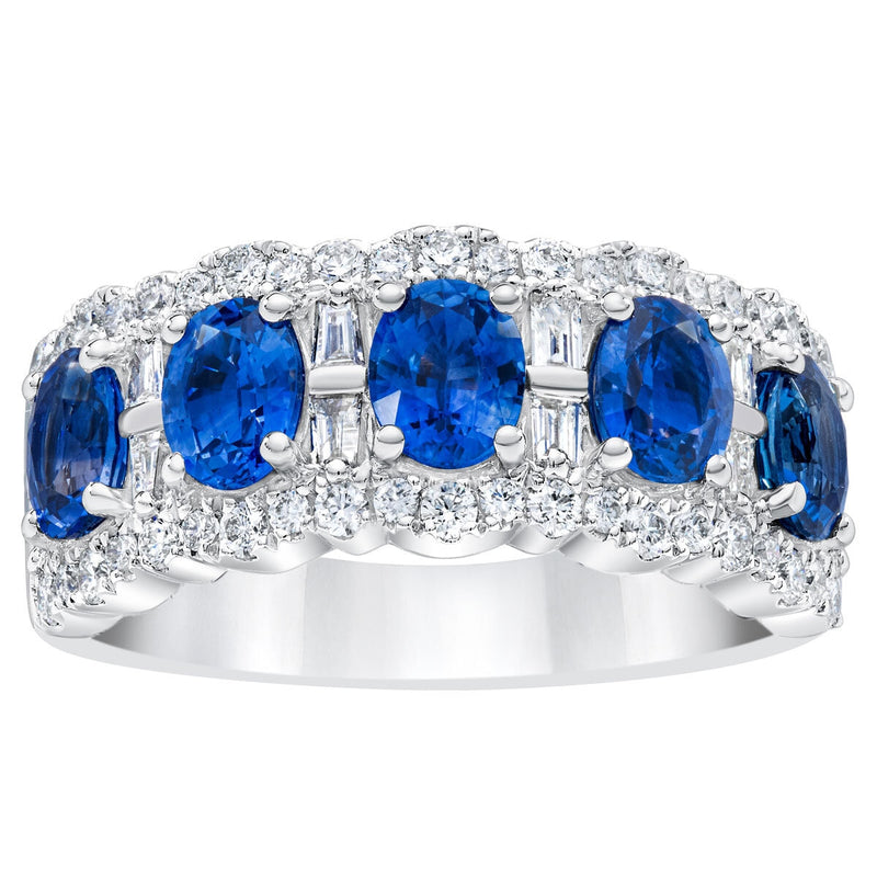 Costco oval sapphire diamond ring 14ct white gold, imported from the UK