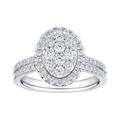 Costco UK 1.00ctw Round Brilliant Cut Cluster Diamond Ring, 14ct White Gold, Size N- Buy online at McGrocer