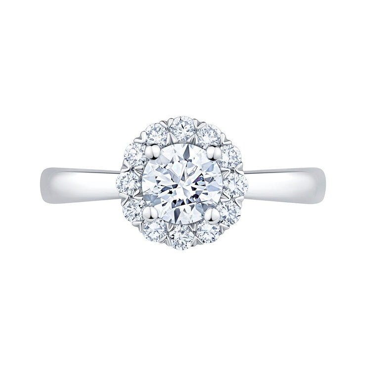 Costco diamond halo ring 1.00ctw round brilliant cut platinum size N, imported from the UK
