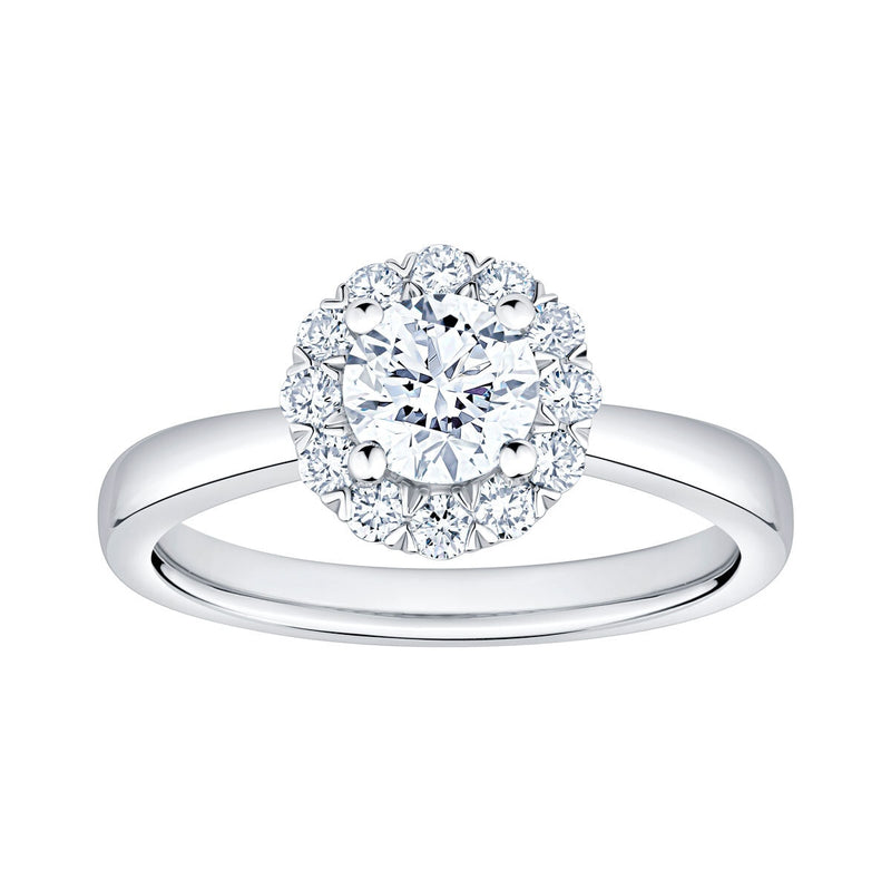 Costco diamond halo ring 1.00ctw round brilliant cut platinum size N, imported from the UK