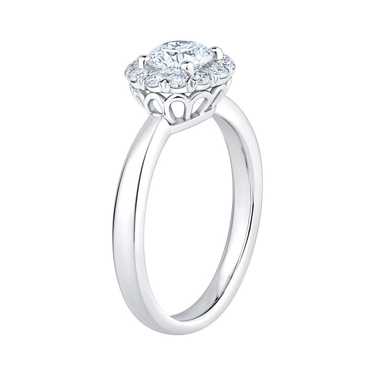 Costco diamond halo ring 1.00ctw round brilliant cut platinum size N, imported from the UK