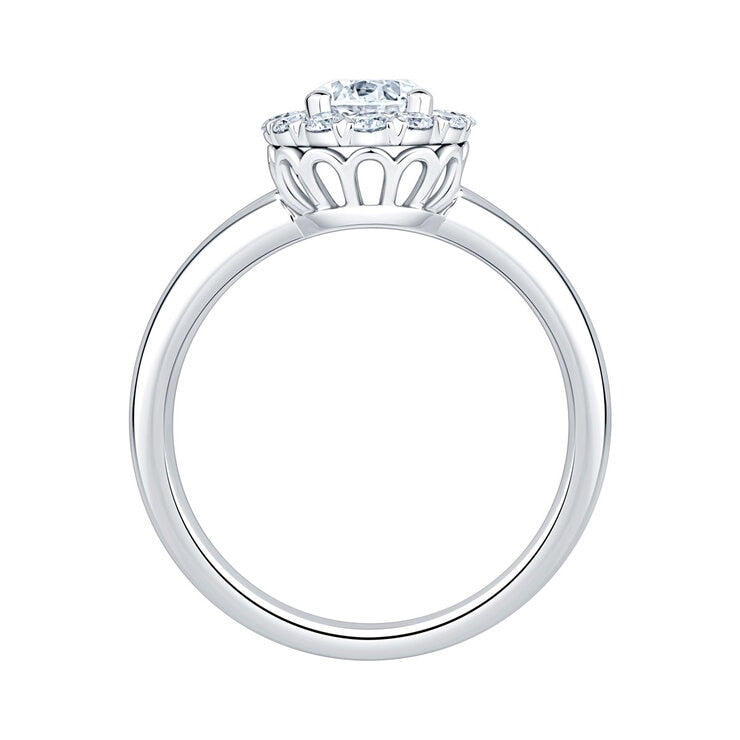 Costco diamond halo ring 1.00ctw round brilliant cut platinum size N, imported from the UK