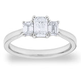 Costco UK Emerald Cut Diamond 3 Stone Ring 18ct White Gold Size L- Buy online at McGrocer