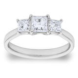 Costco UK Princess Cut Diamond 3 Stone Ring 1.00ctw 18ct White Gold Size N- Buy online at McGrocer