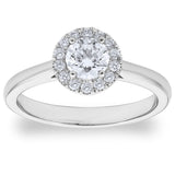 Costco UK Costco 0.64ctw Round Brilliant Cut Diamond Halo Ring Platinum Size K- Buy online at McGrocer