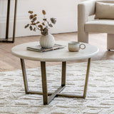 Gallery white faux travertine coffee table (British brand)