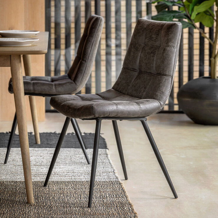Gallery grey faux leather dining chair set of 2 - British product