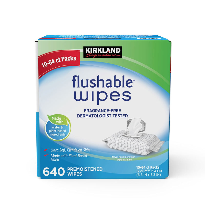 Kirkland Signature moist flushable wipes 640 count, UK version