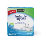 Kirkland Signature moist flushable wipes 640 count, UK version