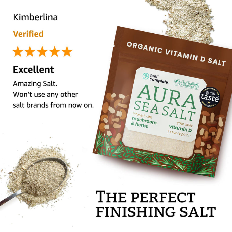 Feel Complete Aura Sea Salt Mushroom Herbs 80g, imported from the UK