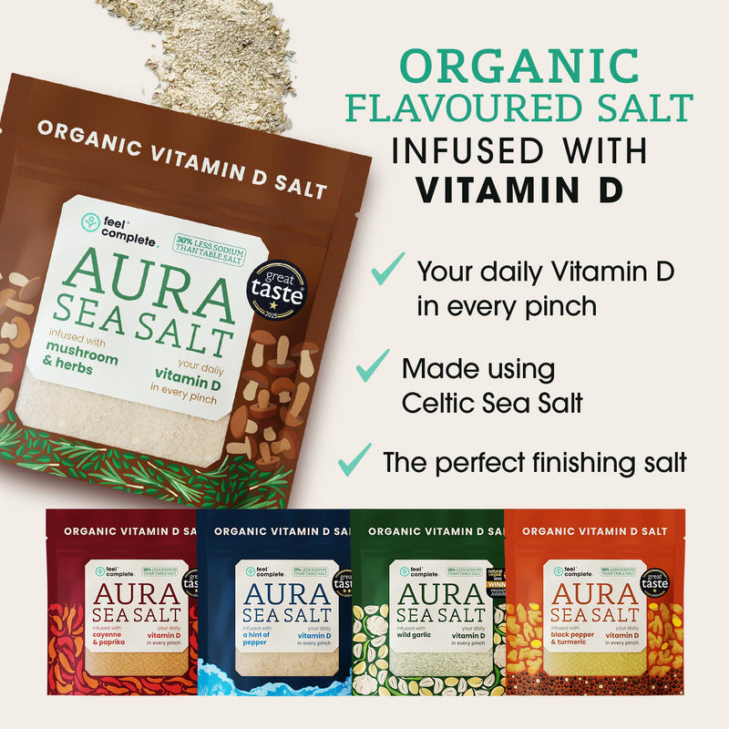 Feel Complete Aura Sea Salt Mushroom Herbs 80g, imported from the UK